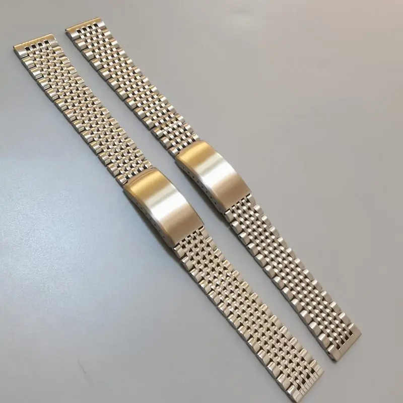 18mm 20mm 22mm 316L Stainless Steel Bead of Rice Straight End Silver Nine Beads Watch Strap Band Bracelet Fit for OMG Watches