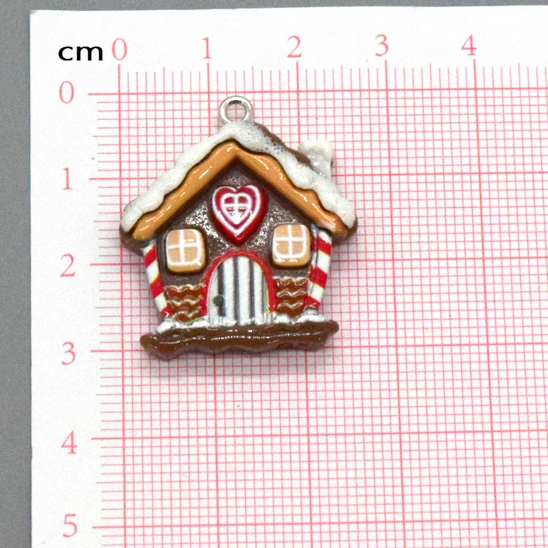 10pcs Christmas Snow House Resin Charms Kawaii Cartoon Pendant For Earring DIY Jewelry Make