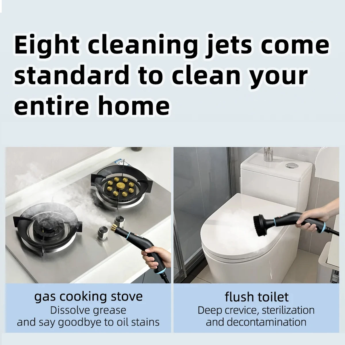 1500W Portable Handheld Steam Cleaner High Temperature Pressurized Steam Cleaning Machine with Brush Heads for Kitchen Furniture