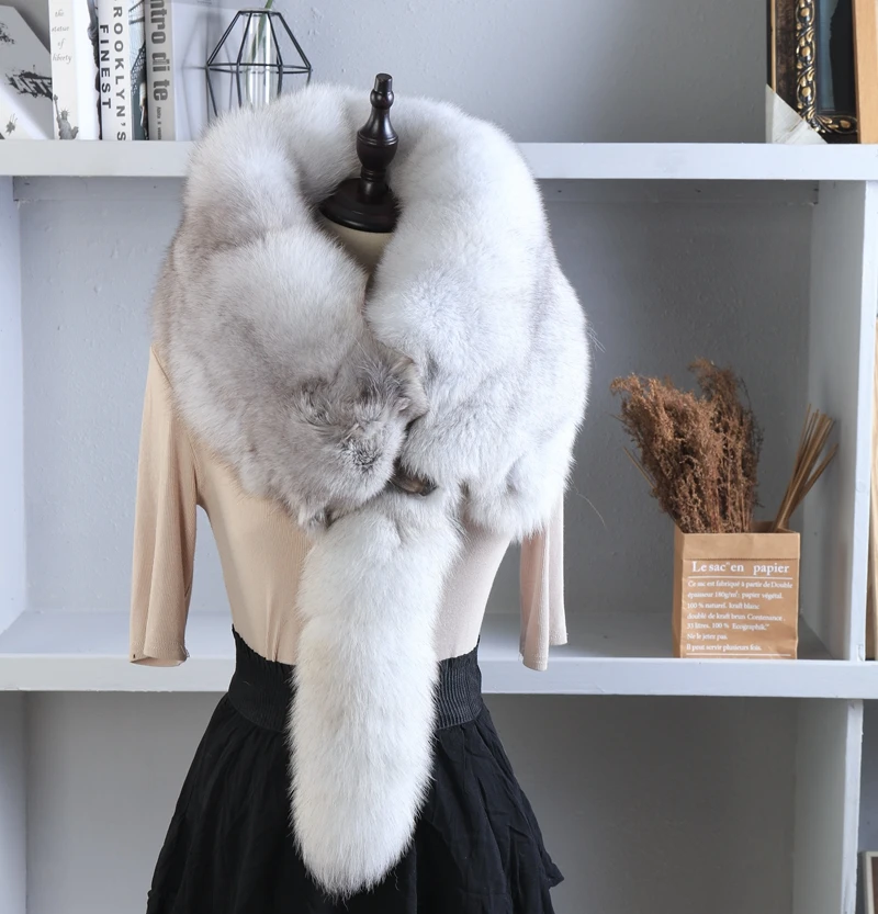 2024 Party Luxury Brand Women Real Winter Fox Fur sciarpe Natural One Piece Fox Fur Collar Warm Soft vera pelliccia di volpe sciarpa