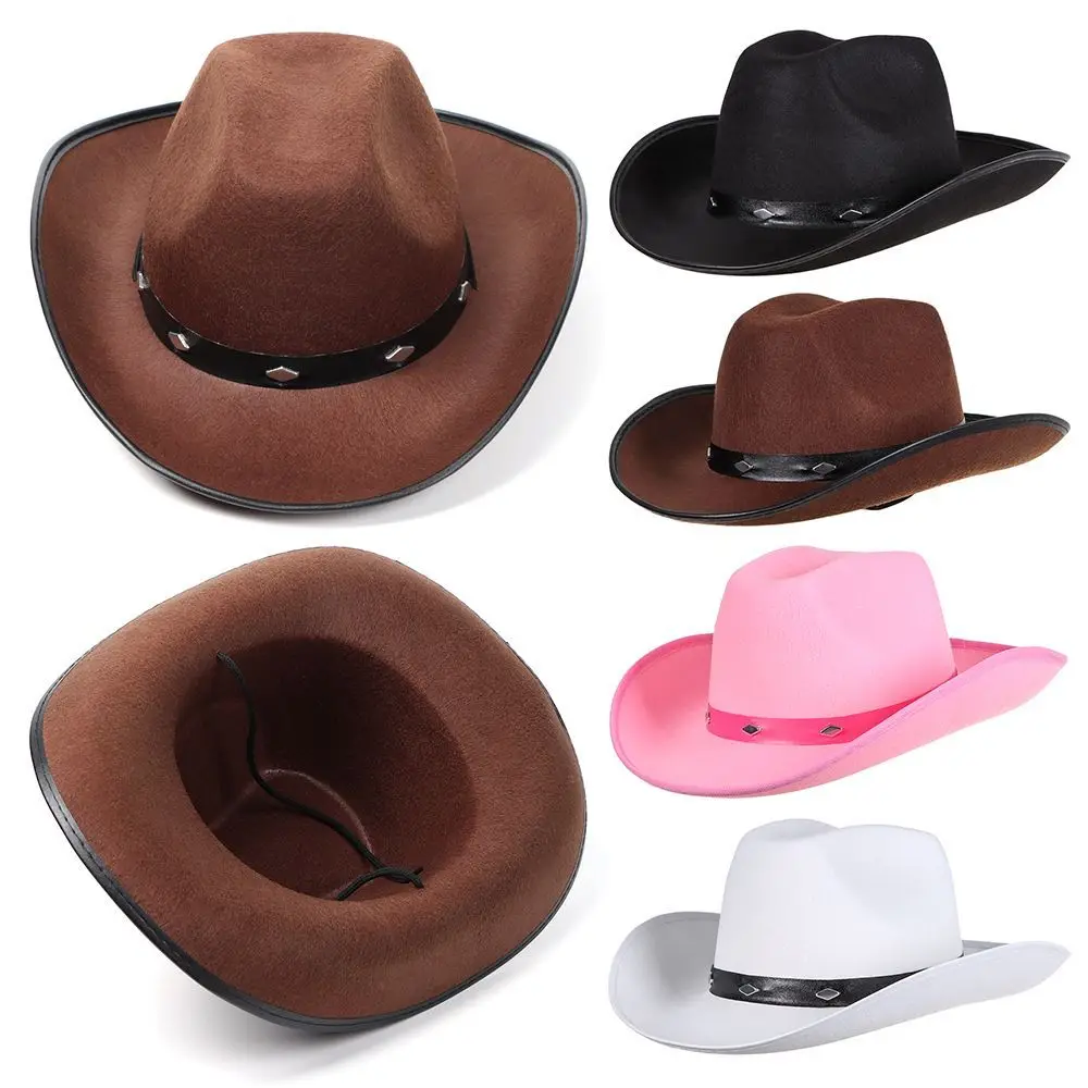 Western Studded Cowboy Hat Retro Jazz Hat Wide Brim Wild West Cap for Gentleman Cowgirl Men Women Outdoor Knight Hat