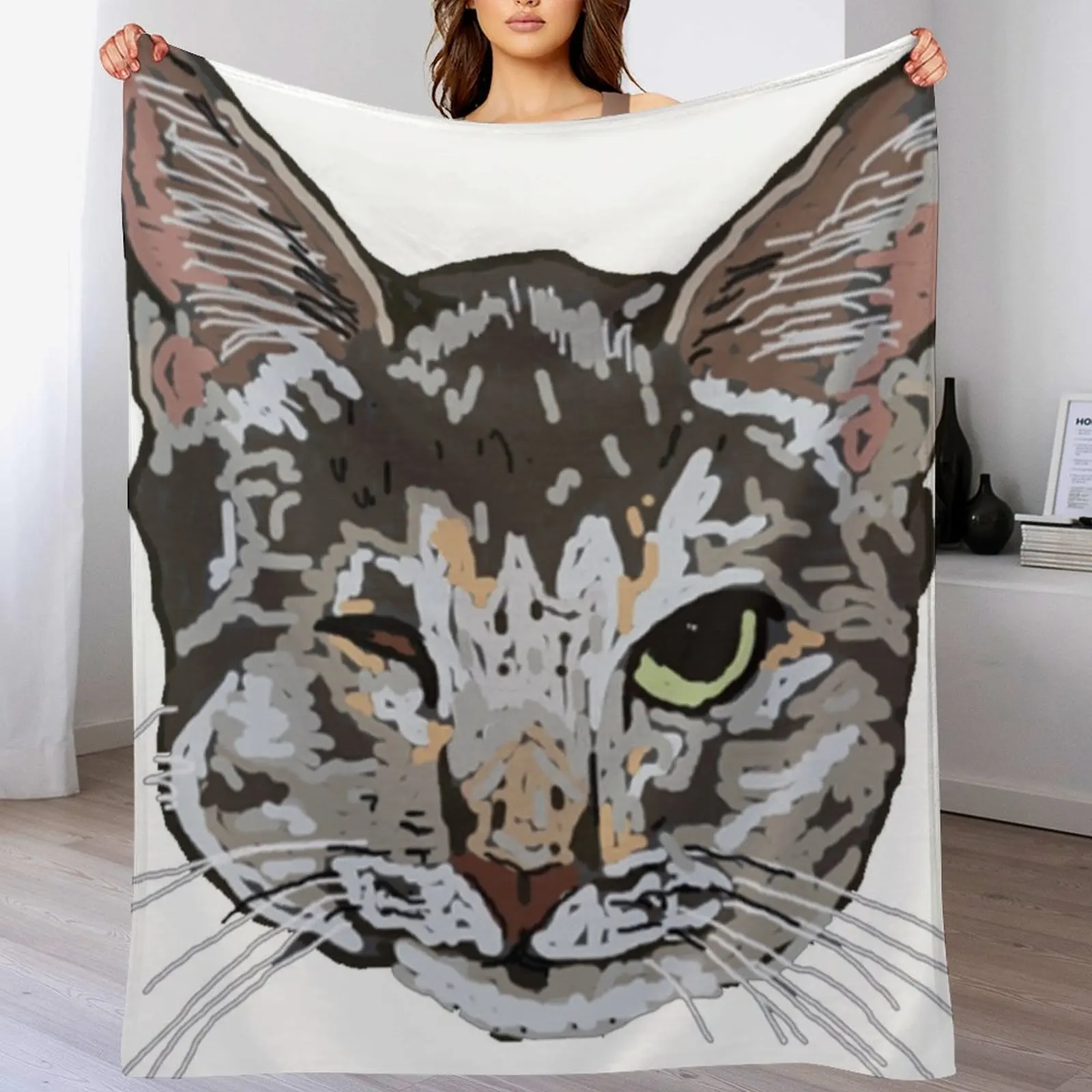 

One eyed cat Throw Blanket blankets ands Decorative Throw Blankets