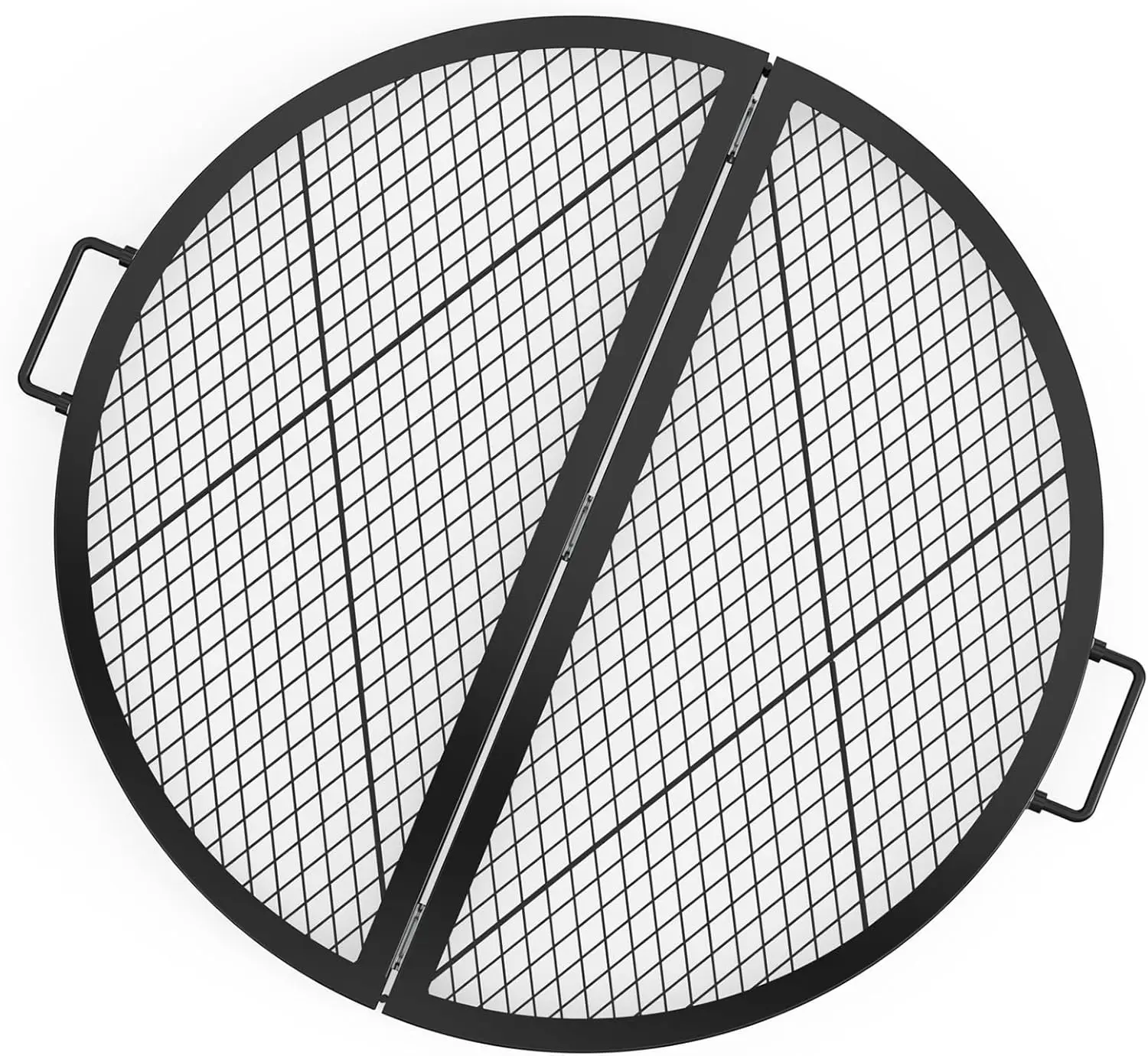 

Foldable Round Fire Pit Grill Grate, 30 Inch Portable Outdoor BBQ Cooking with Handles