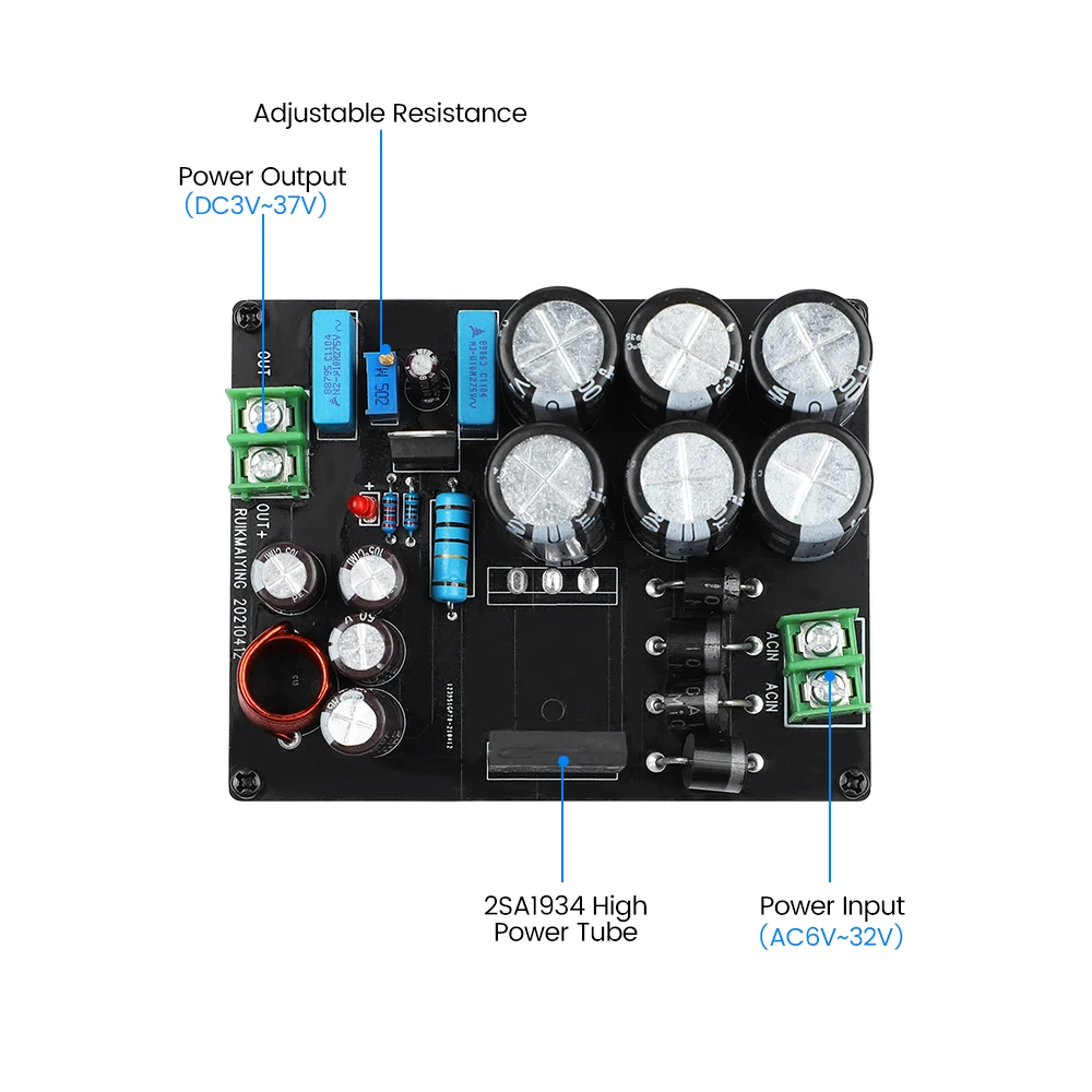 AIYIMA 10A 2SA1934 Adjustable Power Supply Board High Stability Linear Large Current Power Supply Low Noise DIY Power Amplifiers