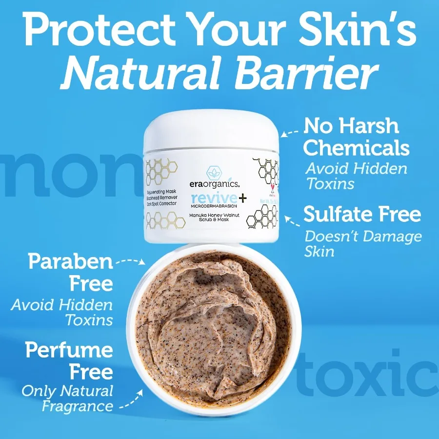 Era Organics Microdermoabrasione Scrub viso Esfoliante viso Maschera esfoliante di qualità spa con Manuka Honey Plus Noce per Blac