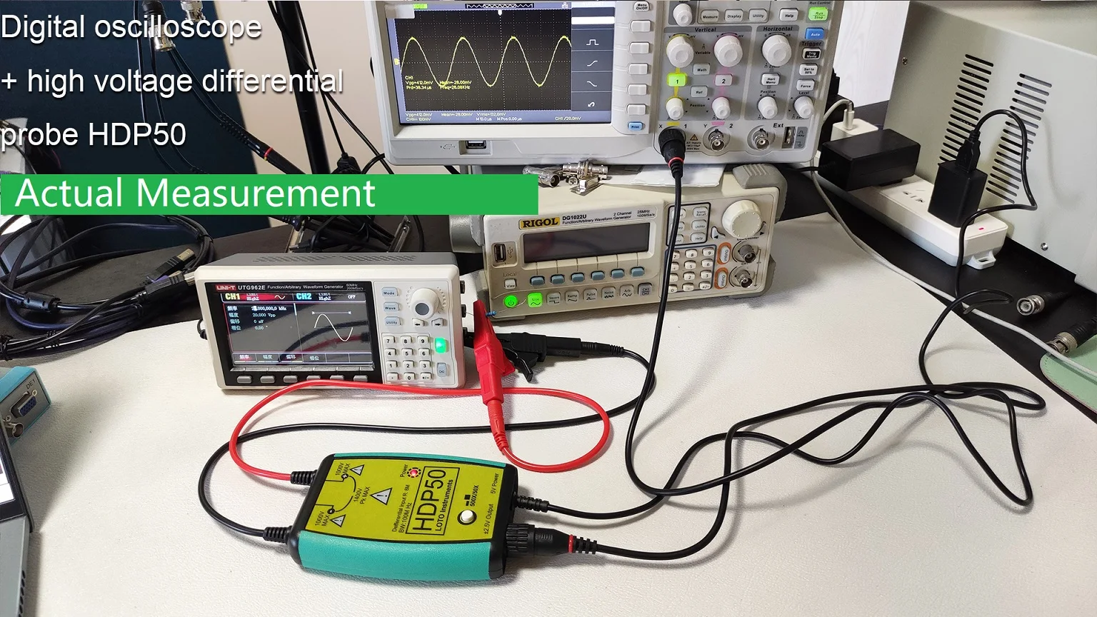Imagem -04 - Sonda Diferencial de Alta Tensão Osciloscópio Modelo Hdp50 100mhz 1400v Bnc Amplamente Compatível com Diferentes Osciloscópios