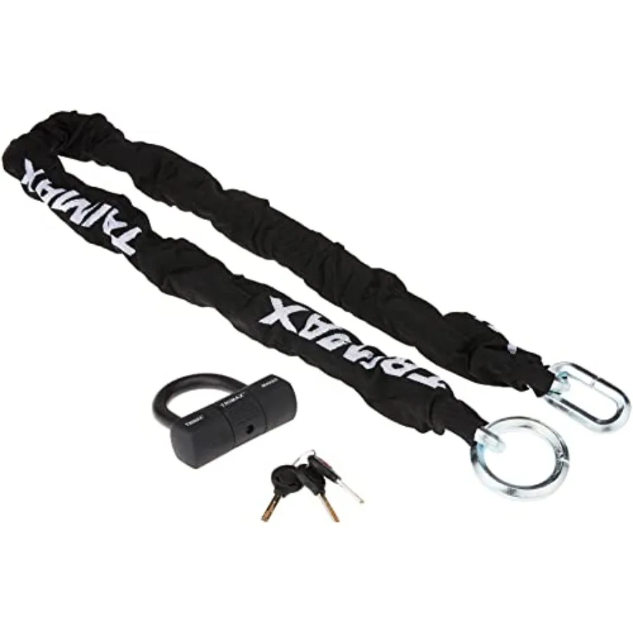 Trimax THEX5060 Combo Set - THEX Super Chain 5' x 11mm + MAX60 Disc U-Lock Steel Black Durable Security with Dual Protection fo