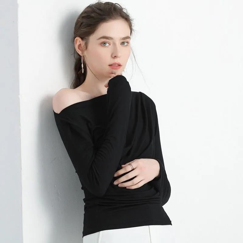 بلوزات قطنية نسائية ربيعية عصرية جديدة لعام 2025 بأكمام طويلة وياقة منحرفة قميص Blusas ملابس الخريف blusas femeninas