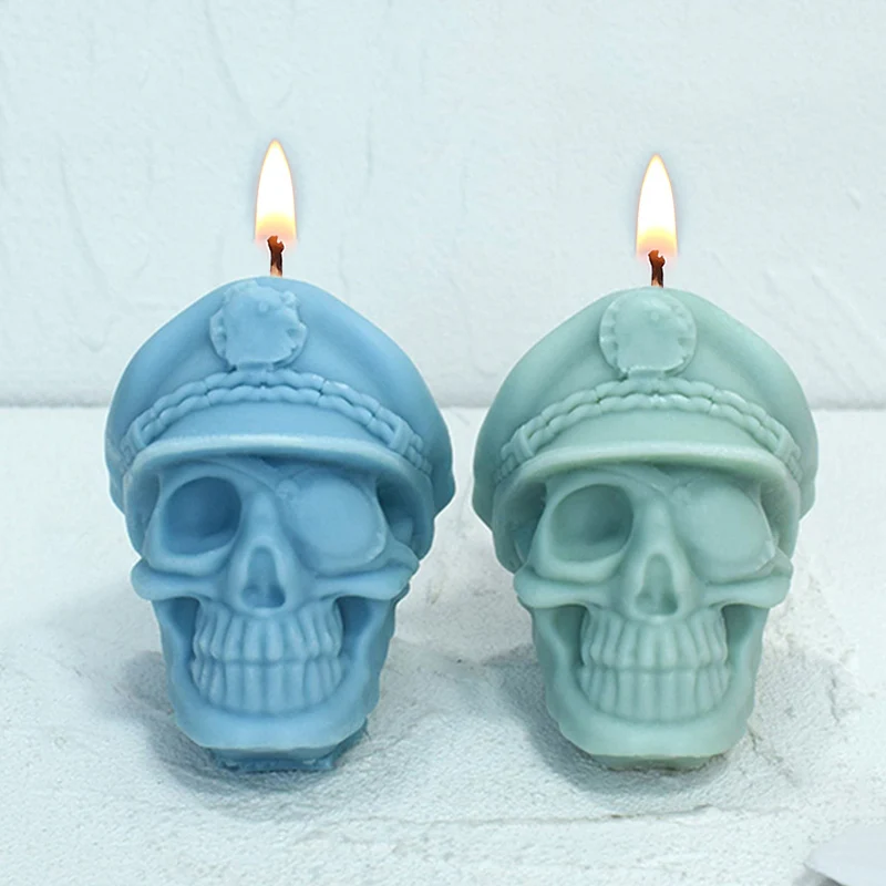 

Halloween Decor Candle Silicone Mold 3D Handmade Pirate Skull Soap Plaster Resin Moulds DIY Craft Casting Tools for Home Gifts