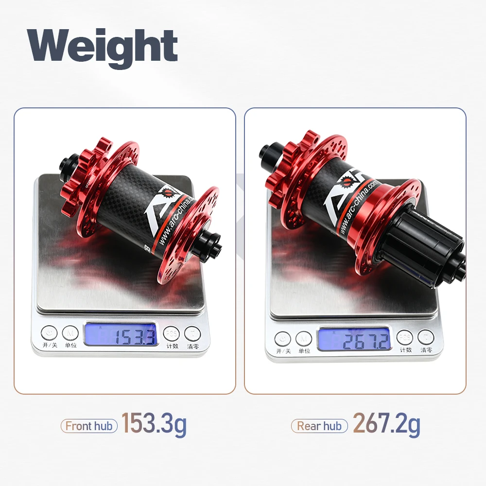 ARC Carbon Fiber Bicycle Disc Hub, 28 / 32 Holes, 6 Sealed Bearing Hub, Front 9x100, 15x100 Rear 10x135, 12x142, MTB HG 8-12V