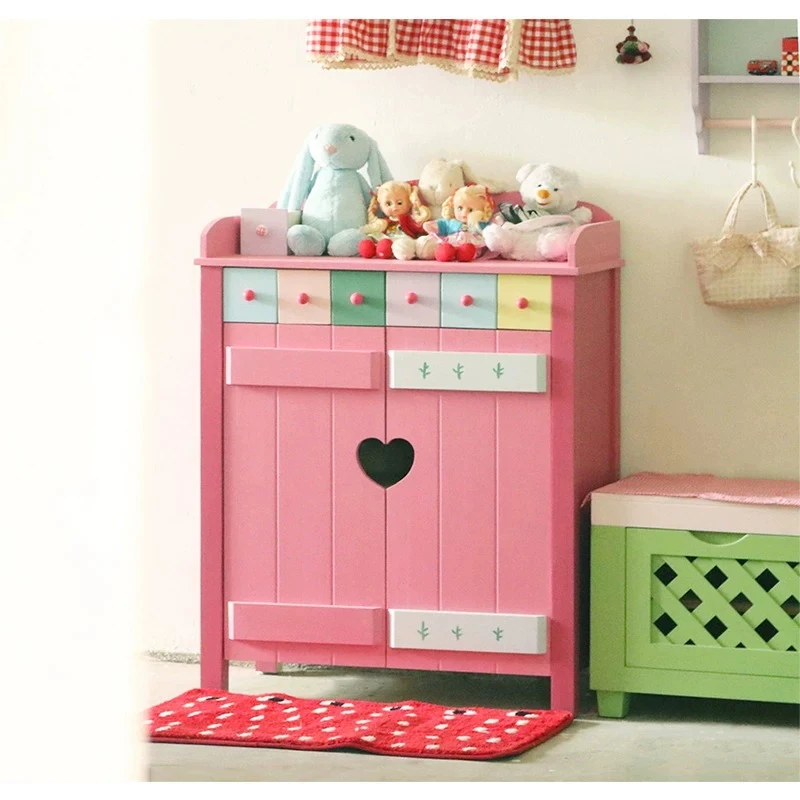 Dopamine Storage Solid Wood Shoe Cabinet Handmade Comic Wind Cabinet