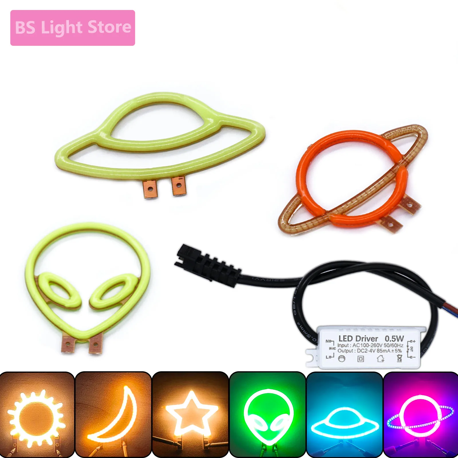 3V LED Bulb Accessories Edison Flexible Alien Alien Ship Planet Moon Sun Stars Filament Candle Diode Christmas Party Decoration