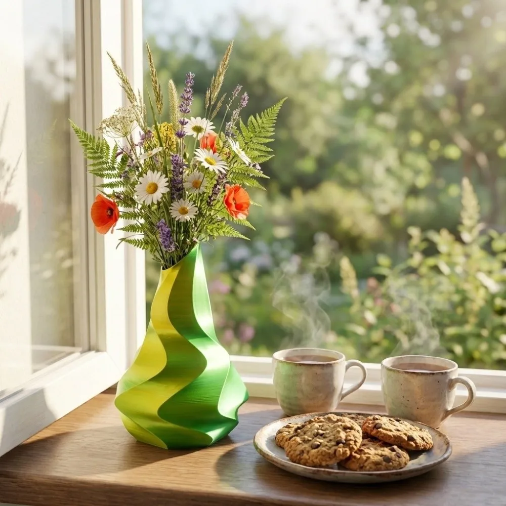 PLA 3D Printed Flower Vases Twisted Flower Arrangement Tabletop Vase Minimalist Ins Decorative Vase Home Desktop Decorations