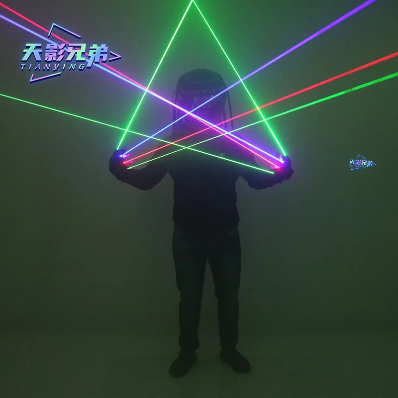 Imagem -05 - Rgb Led Laser Luvas Iluminado Show Props Verde e Vermelho e Azul dj Bar Stage Dance Show