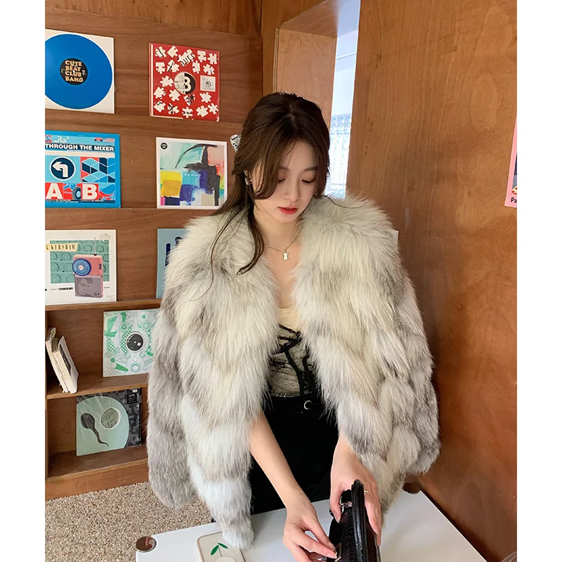 

Winter Women Coats and Jackets Real Fox Fur Coat Luxury Women's New Imported Fox Fur Coat Covered Button Fur Coat Women