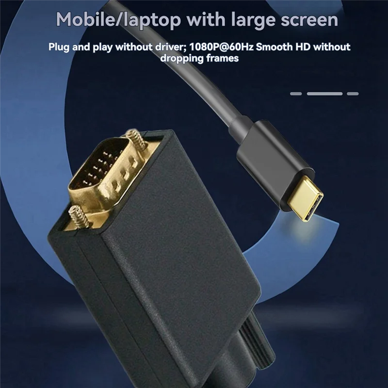 USB-C إلى VGA محول نوع-C إلى D-Sub 15Pin VGA محول كابل ل USB 3.1 الهاتف المحمول شاشة الكمبيوتر المحمول العارض TV-TCE