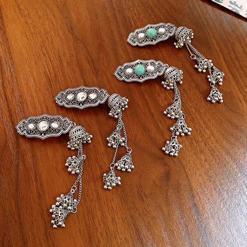 البيضاوي جولة الراين نمط جرس هامش مقاطع الشعر للنساء العرقية الجانب هامش منقار البط كليب نيو النمط الصيني اكسسوارات #5