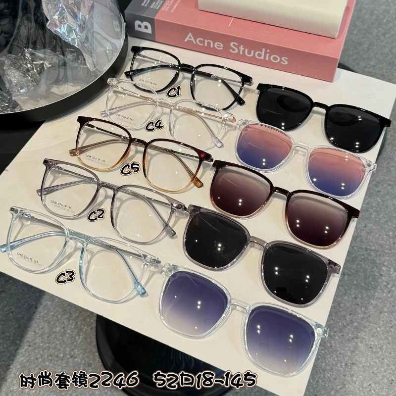 2 In 1 Magnetic Clip On Polarized Sunglasses Men Women Optical Magnet Sun Glasses Driving Custom Prescription Myopia Eyewear