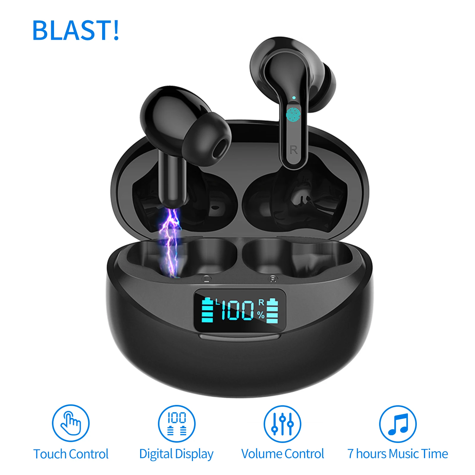 

Original B BLAST! i17 Digital Display TWS Earphones extra Earcaps BLAST! i17 headset Fit for Bluetooth-compatible BT V5.3