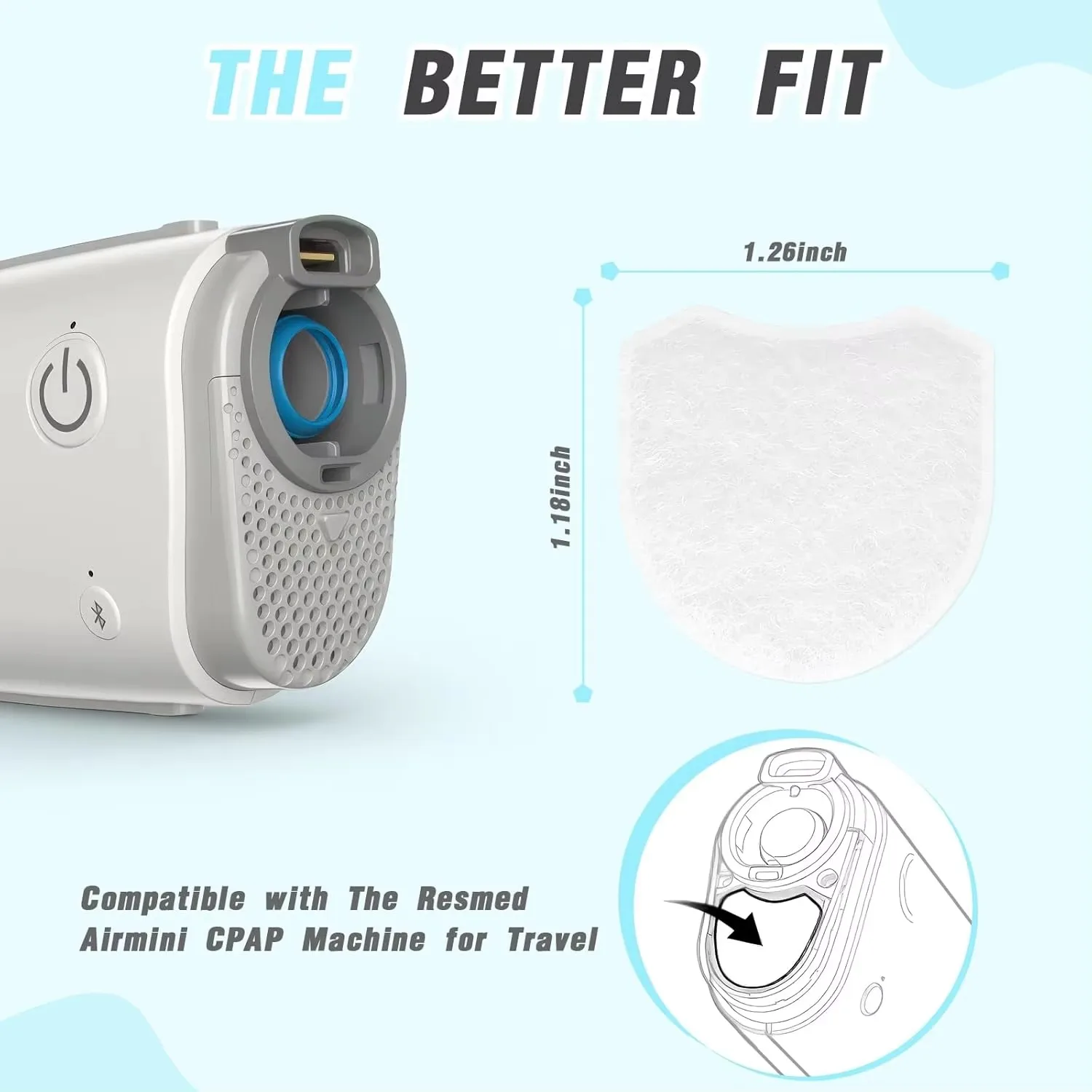 30/50/100 Packs Disposable Replacement Mini CPAP Filter, Portable Travel Breathing Machine Air Filter For Clean Air Circulation