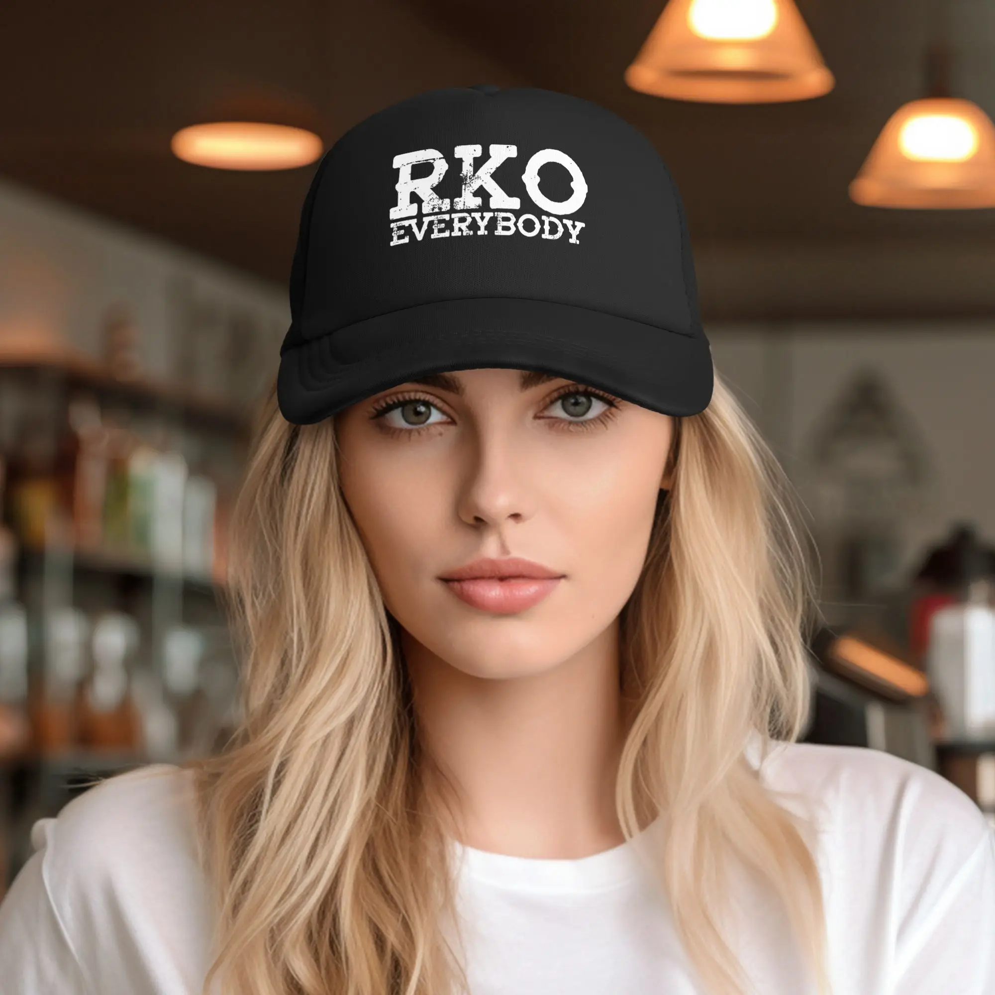RKO Everybody  Meme Mesh Baseball Caps Adult Outdoor Trucker Hat  Hats Adjustable Polyester Sun Caps Summer Trucker Hats