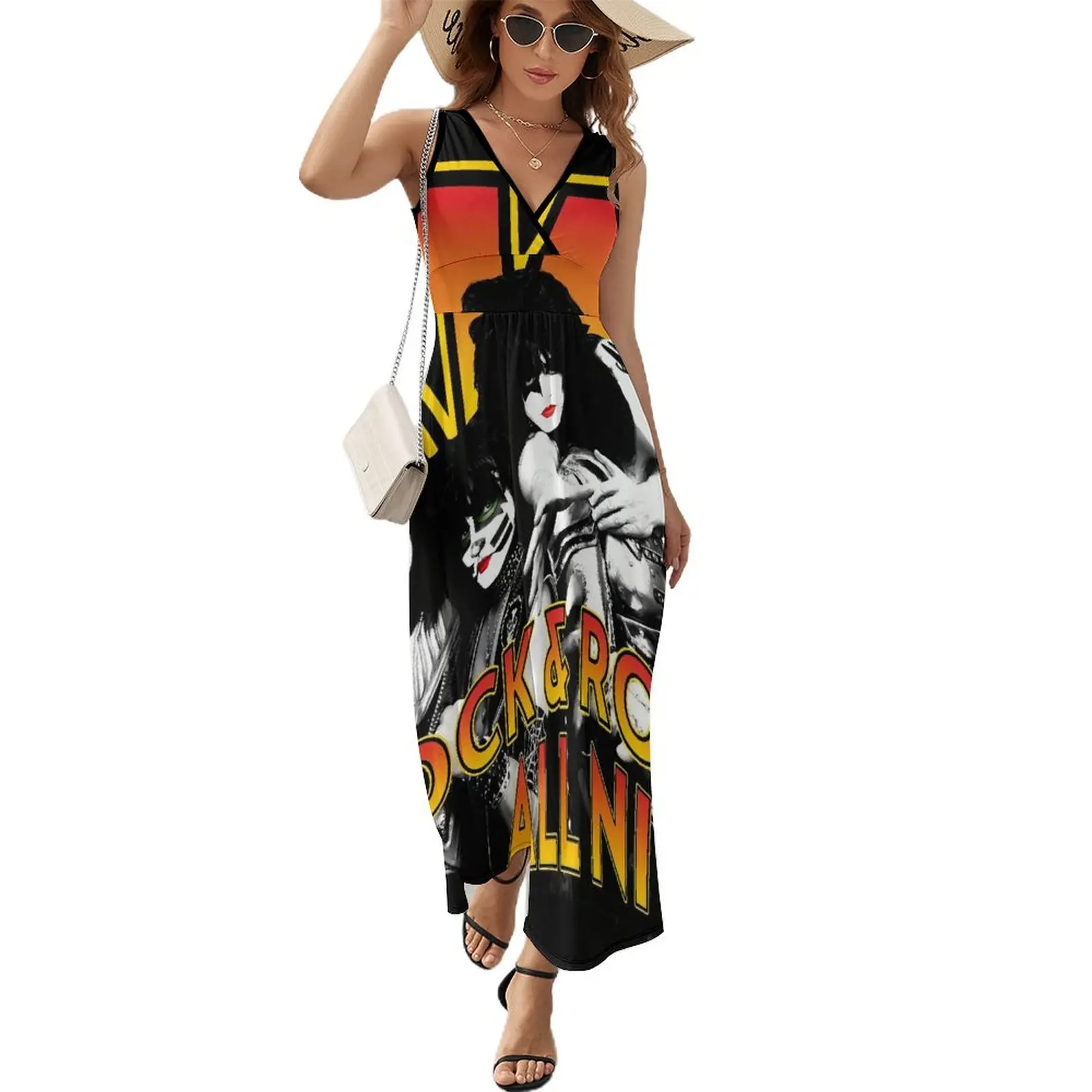 Kiss Band Dress Rock Music Band Aesthetic Boho Beach Long Dresses Female Cute Graphic Maxi Dress Birthday Gift