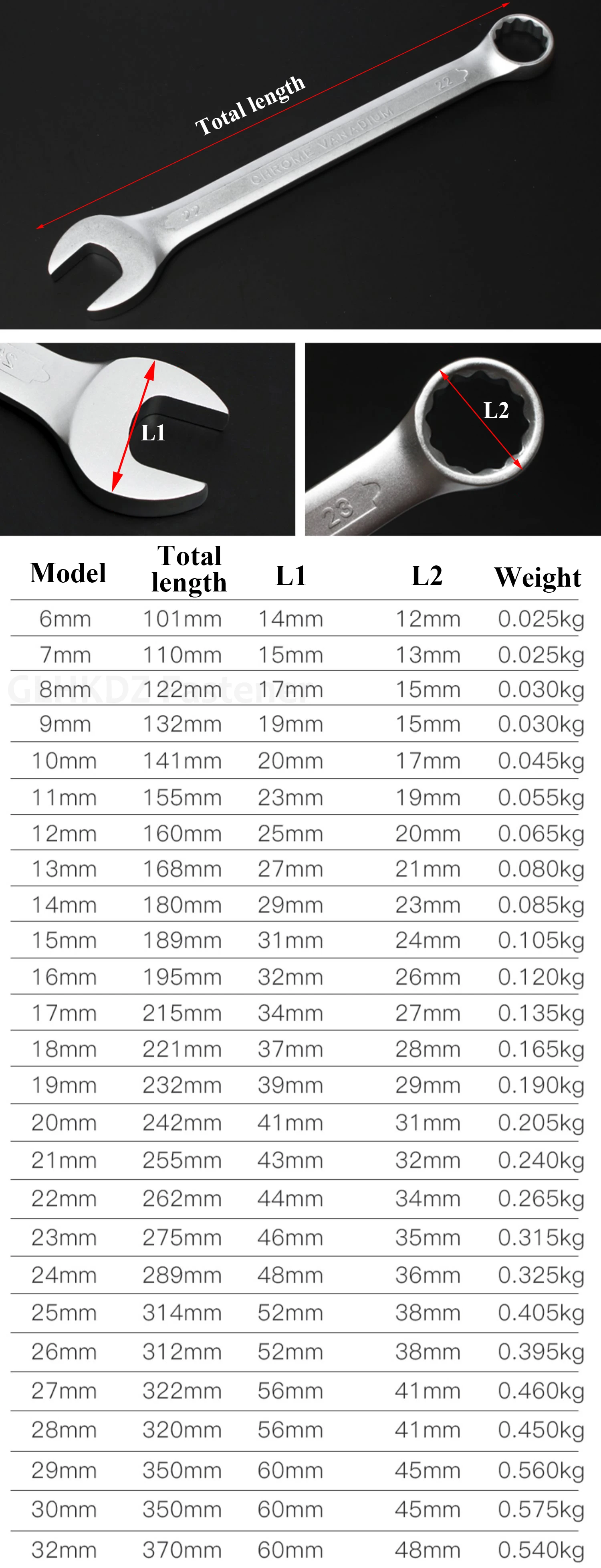 6-32mm Matte Anti Slip Combination Wrench Plum Blossom Open-end Wrench Industrial Grade Dual-use Spanner Auto Repair Wrench