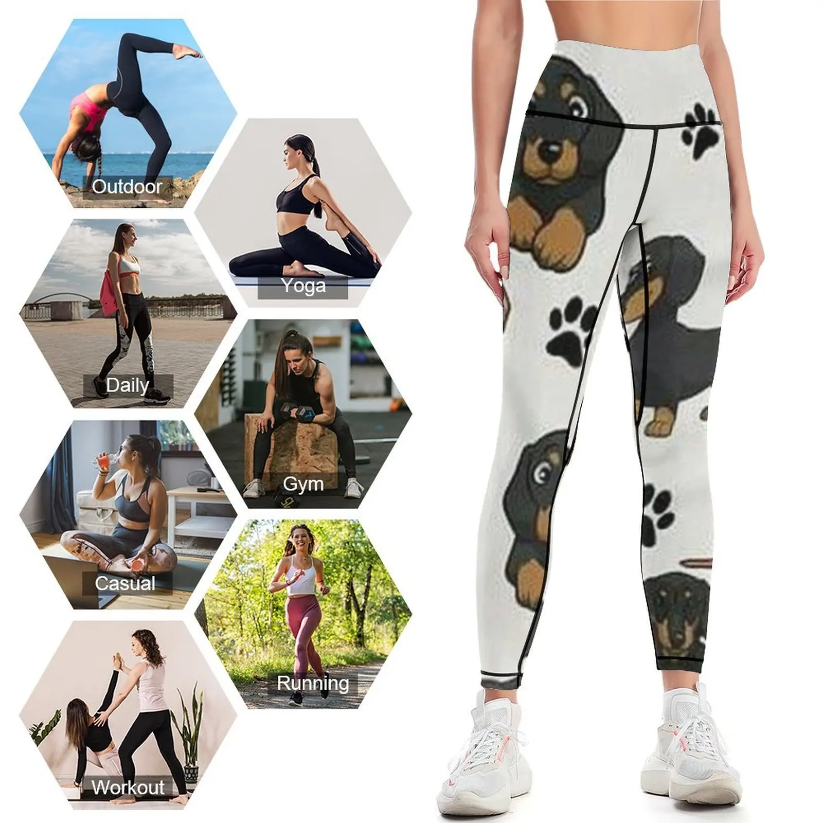 Dachshund Dog cartoons cute Leggings sports shirts gym Golf wear joggers for Sports female Womens Leggings