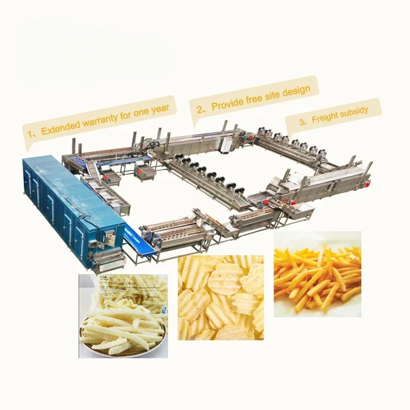 New Frozen French Fries Potato Crisps Processing Machinery Production Line Potato Chips Making Machine