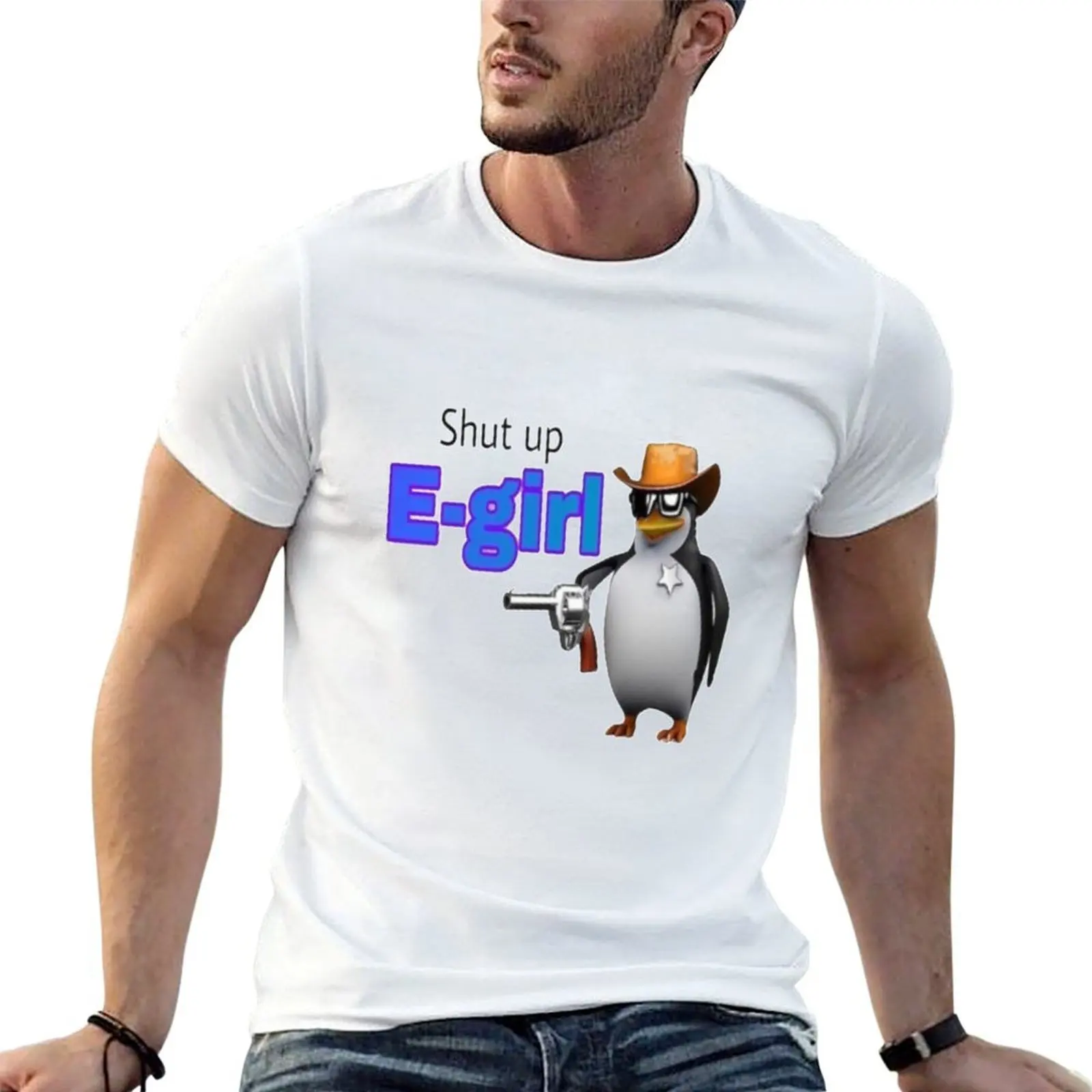 Shut up E-girl T-Shirt funny meme t-shirts blue lock designer t shirt men