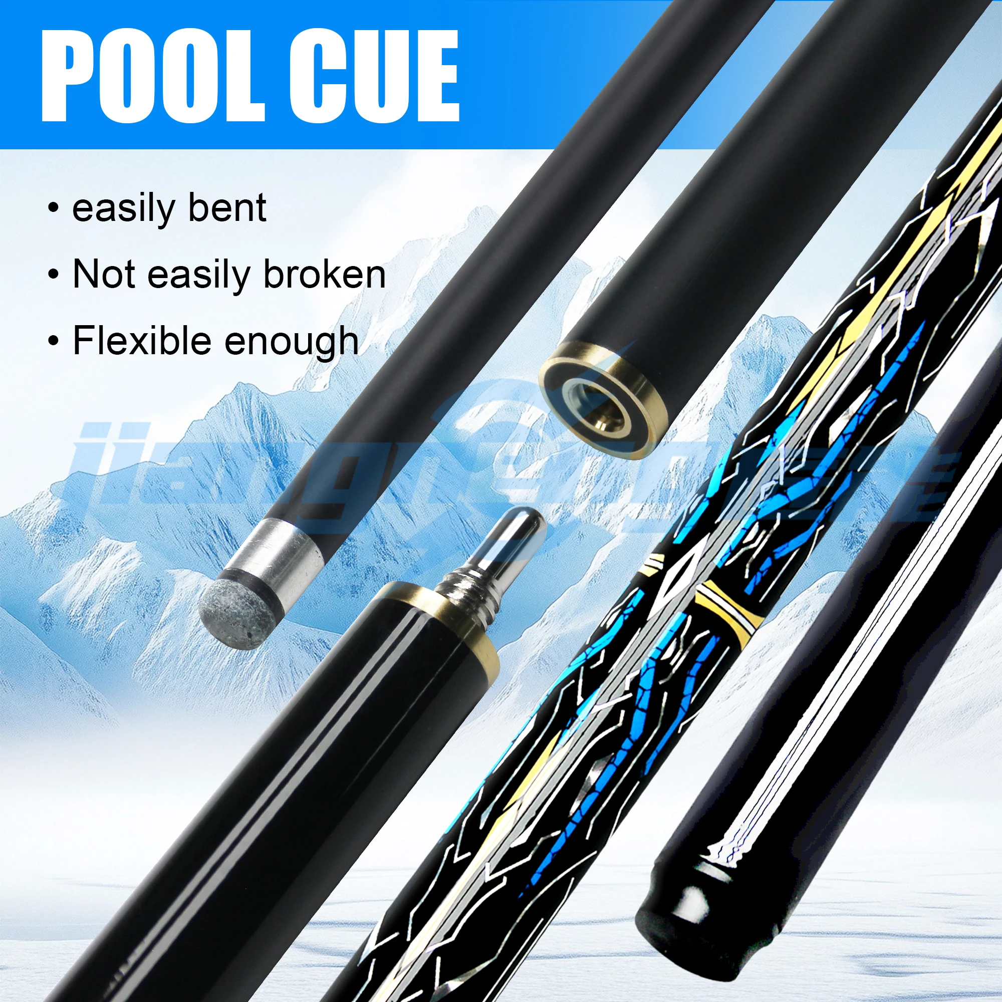 

Professional Pool Cue Sticks Adults 9.5mm Leather Tip Quick 3 Teeth Lock Fiberglass Shaft Split Billiard Cue Snooker/3 Cushion