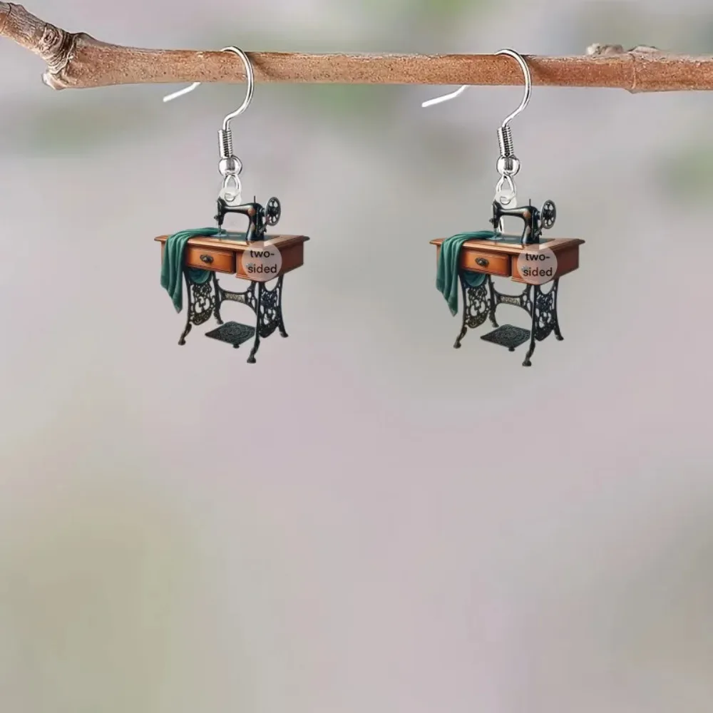 ماكينة خياطة كلاسيكية مسطحة ثنائية الأبعاد من الأكريليك تصميم عصري أنيق غير منتظم أقراط يومية إكسسوارات مجوهرات هدايا لإعطاء صديق #3