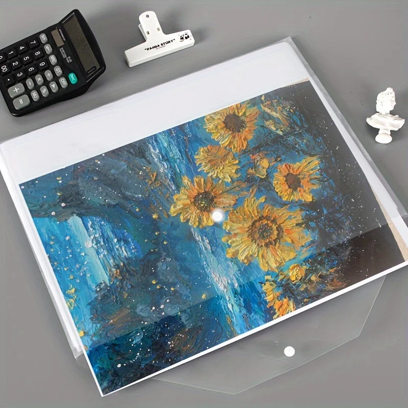 Утолщенная прозрачная сумка на пуговицах, художественная сумка, 8K, сумка для хранения рисунков, сумка для файлов формата А3, сумка для эскизов, бумажная сумка для альбома, водонепроницаемая сумка для файлов