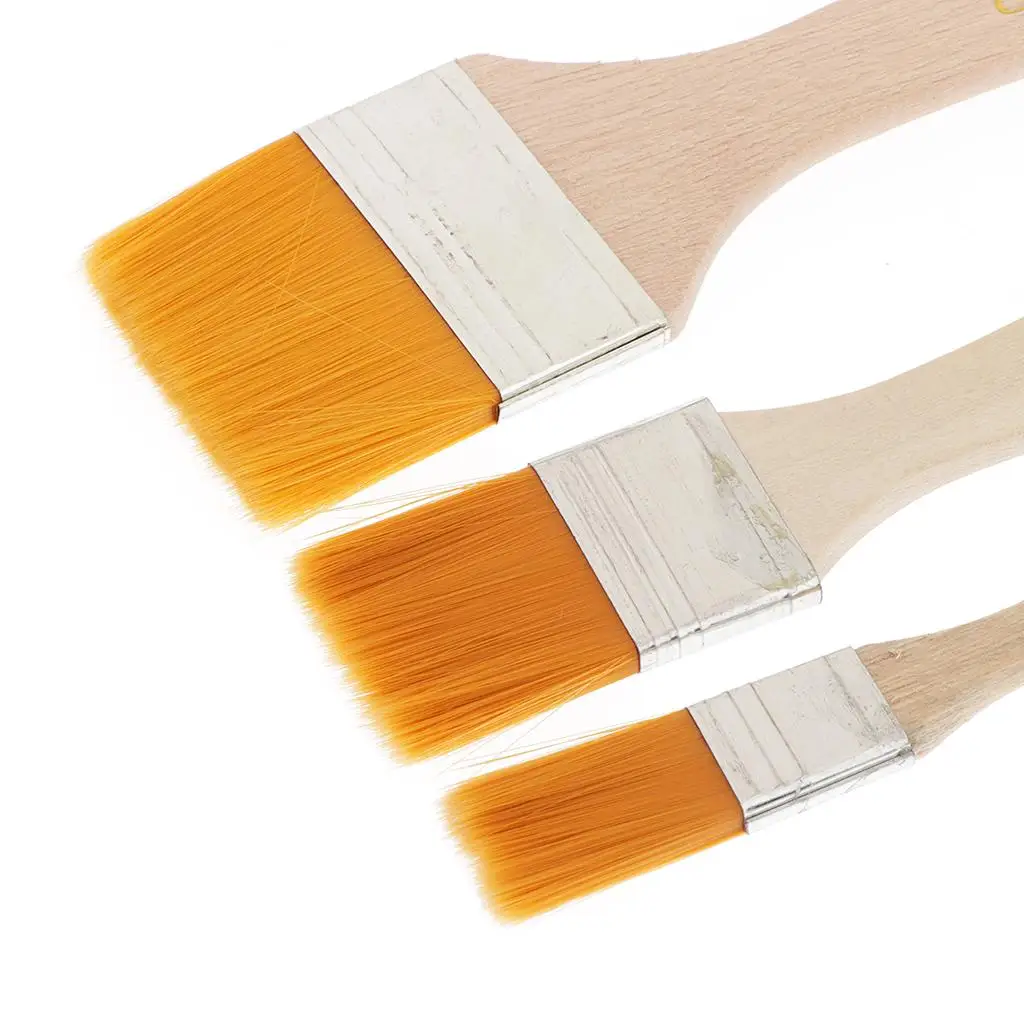 3pcs Wooden Handle Nylon Paint Painting Brush for Acrylic Oil