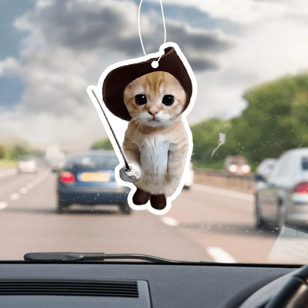 Niedlicher Piraten-Katzen-Auto-Duftaufhänger – Augenklappe im Piraten-Design, hängende Spiegelentlüftung, anhaltender Duft