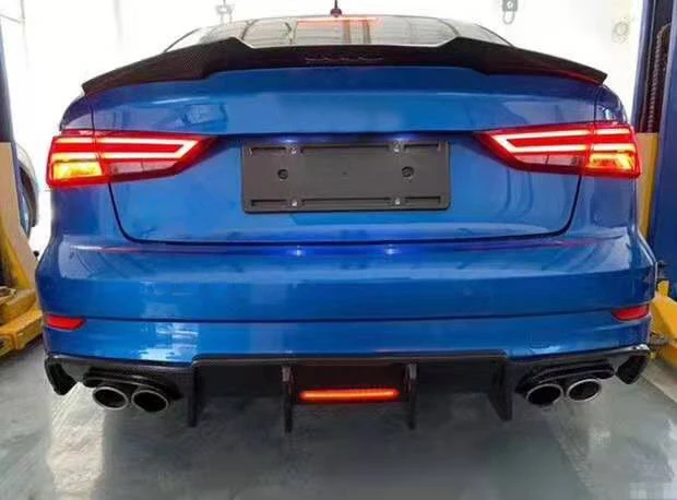 S3 Rear Bumper Diffuser Carbon Fiber for  S3 A3 8V Sedan 4-Door 2017-2019