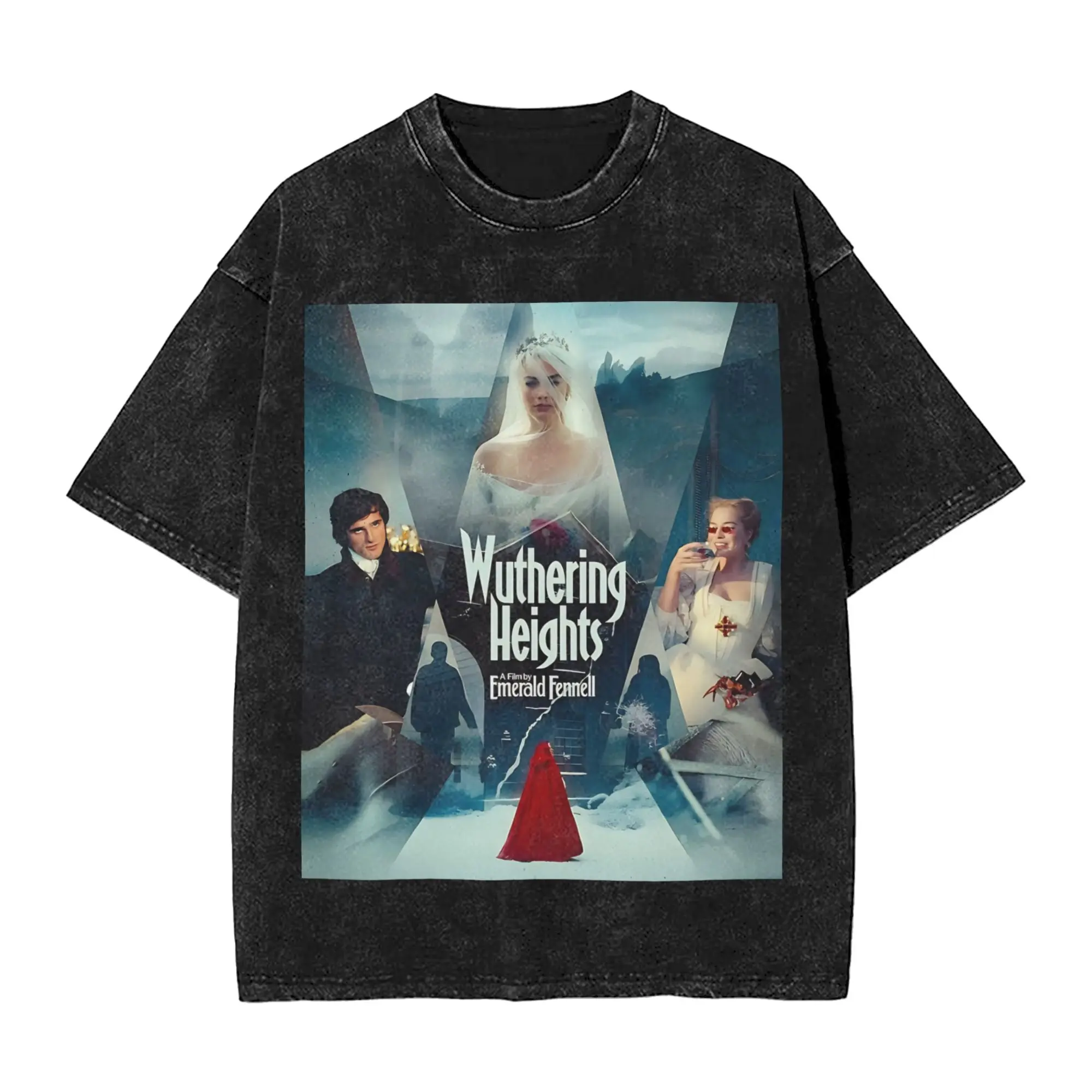 Man T Shirt Wuthering Heights Washed T-Shirts Trendy Cool  Summer Tee Shirt Y2K Basic Simple Casual Tops Plus Size 2XL
