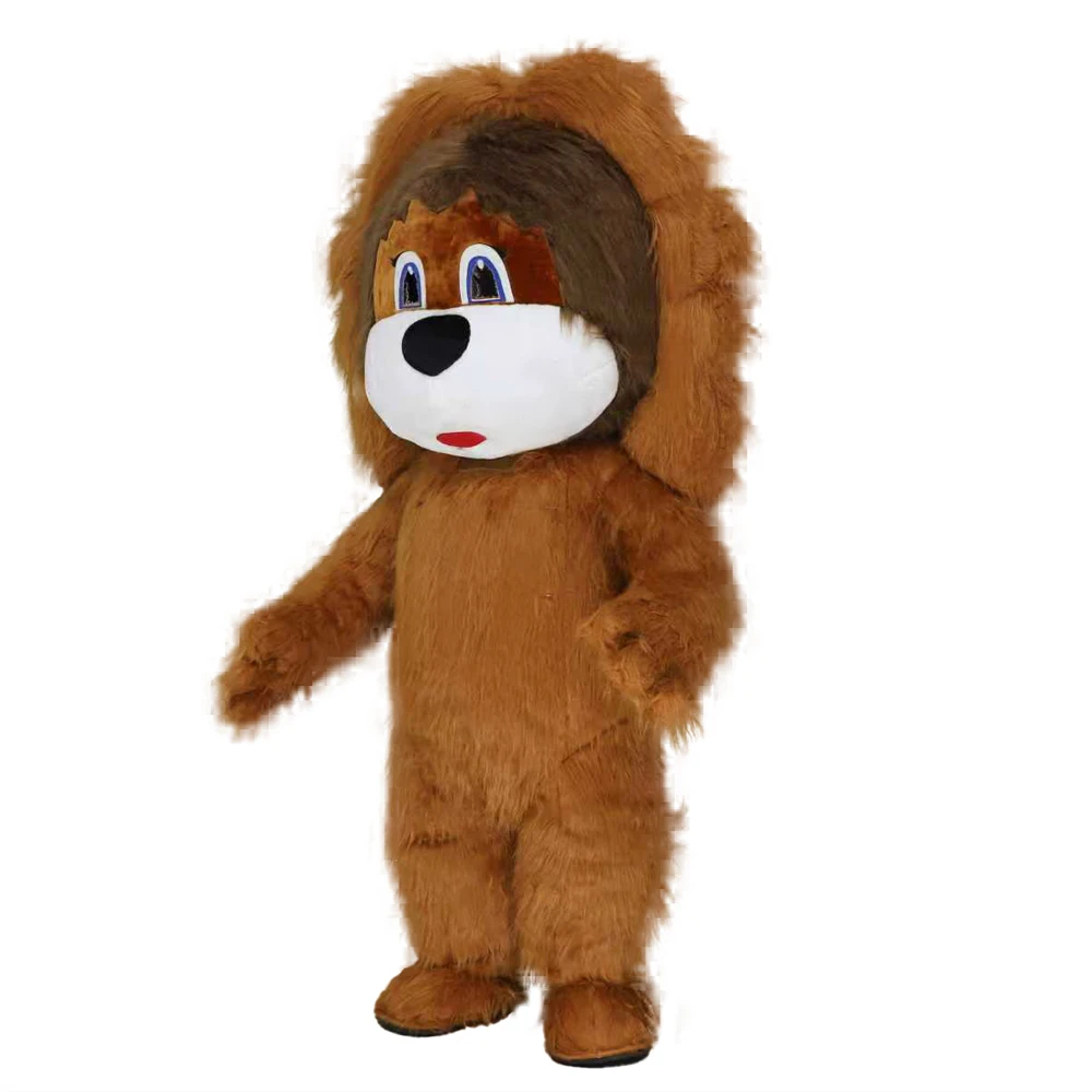 سايجو نفخ الأسد البني زي التميمة موكب الكبار شخصية تأثيري هالوين حفلة الحدث مجموعة أفخم #4