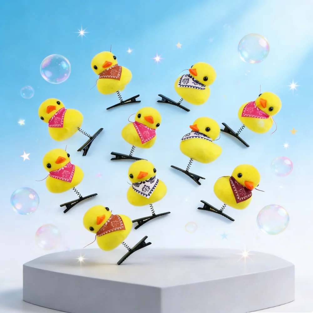 20Pcs/Lot Cute Cartoon Funny Children 3D Little Yellow Duck Plush Hairpin Fashion DIY Duckbill Clip Accessories Party Gifts