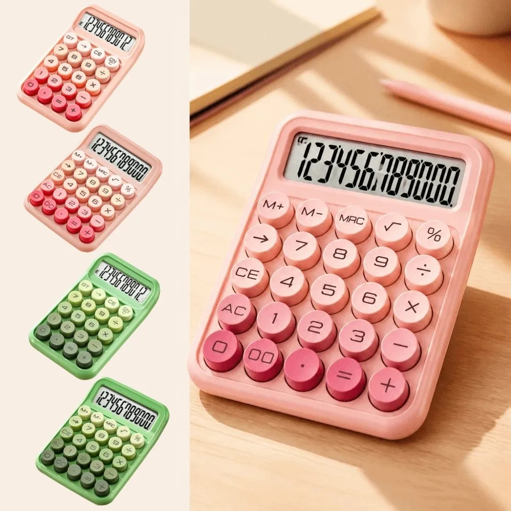 12 Digit Electronic Calculator Gradient Color Large Display Mechanical Keyboard Calculator High Appearance Large Buttons