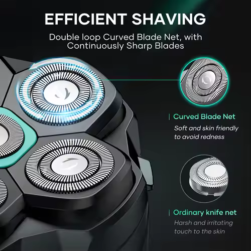 KENSEN Electric Head Shavers for Bald Men 6D Magnetic Razor Beard Trimmer USB Rechargeable LED Display Waterproof Beard Shavers - Image 4