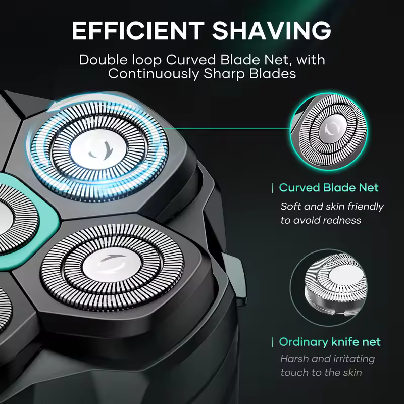 KENSEN Electric Head Shavers for Bald Men 6D Magnetic Razor Beard Trimmer USB Rechargeable LED Display Waterproof Beard Shavers - Image 4