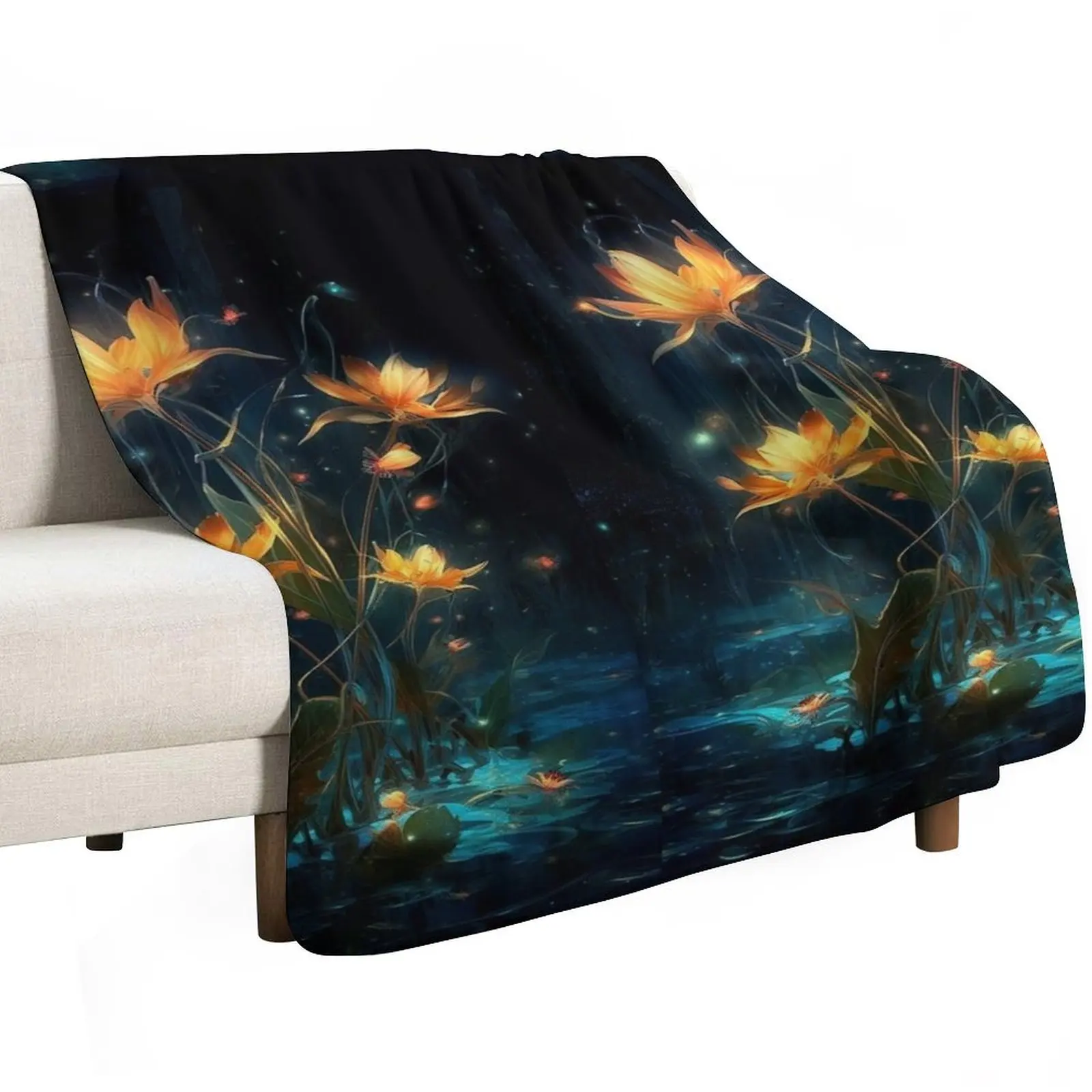 

Flowers Lightning the Dark - Magical Glowings Flowers Throw Blanket Sleeping Bag Softest Decoratives Blankets