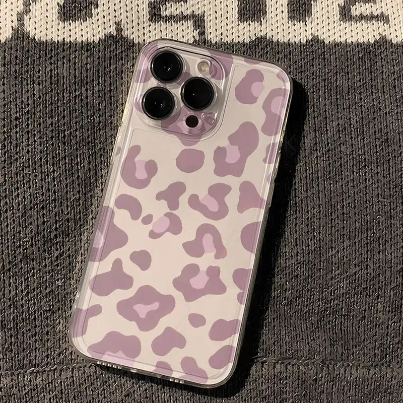 Lichtroze Luipaardprint Telefoonhoesje Voor Samsung Galaxy S25 S24 S22 S23 Ultra Plus Transparante Cover S22 + S23 + S24 + S25 + Shell