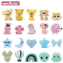 5Pcs Siliconen Kralen Voor Diy Fopspenen Ketting Silicone Baby Tandjes Kralen Fopspeen String Kralen Bulk Koala Eenhoorn Beer Regenboog