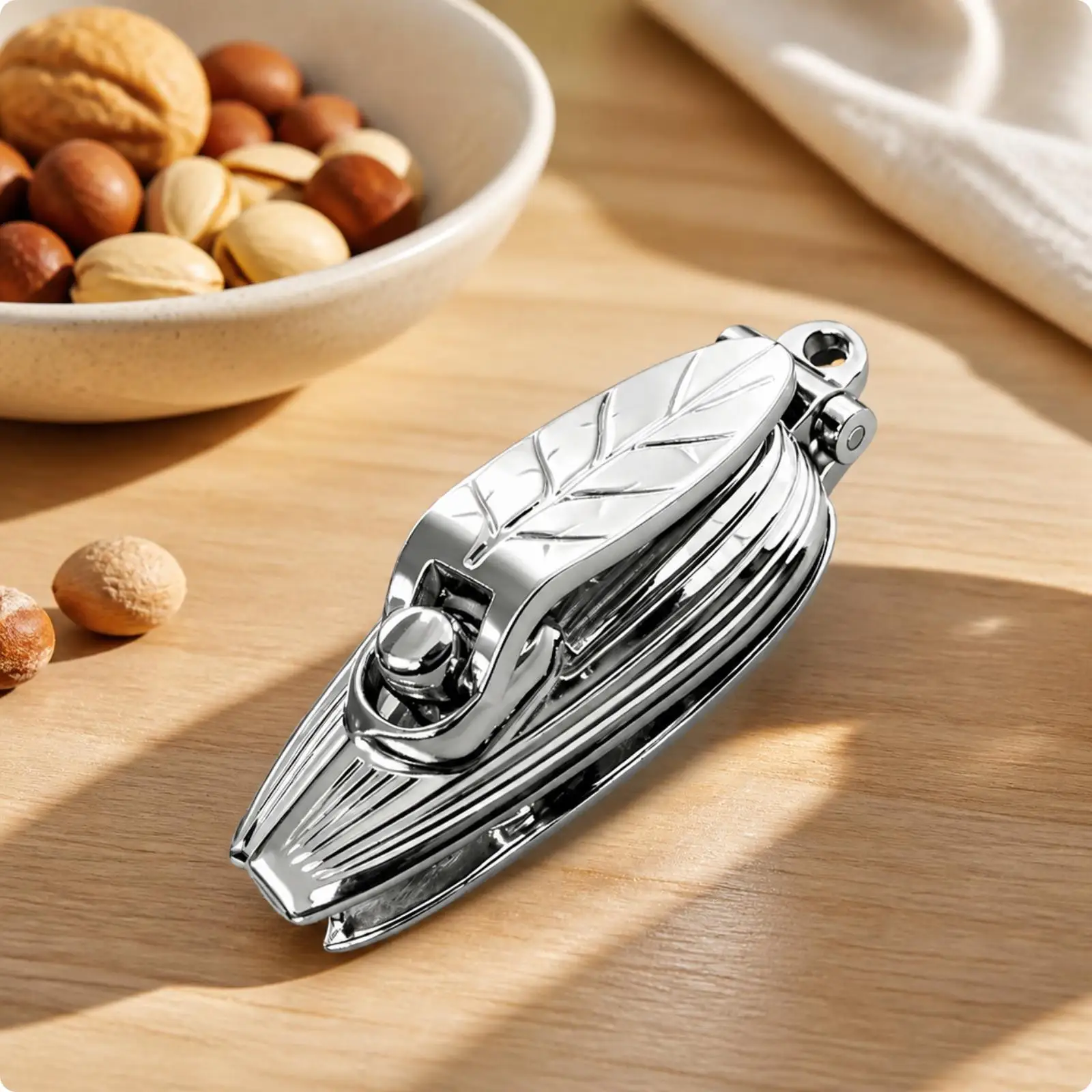 Zinc-Alloy Nut and Cracker Compact Cracker with Hinged Lever Lightweight Fir Nut Sheller for Travel, Desk, Snacking