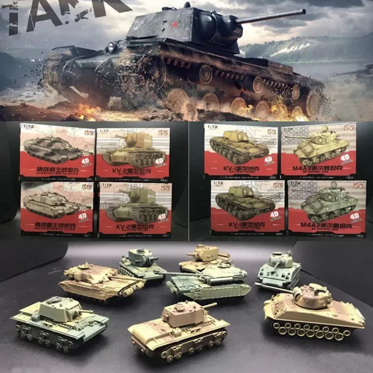 1:72 Assembly Tank Model Sherman Challenger DIY Puzzle Plastic Assembly Free Assemble Military Model