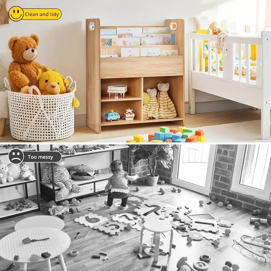 Wooden s Bookshelf with 3Tier Display and 2Tier Storage Compartments for Easy Access in Playroom Bedroom or Nursery Ideal Book