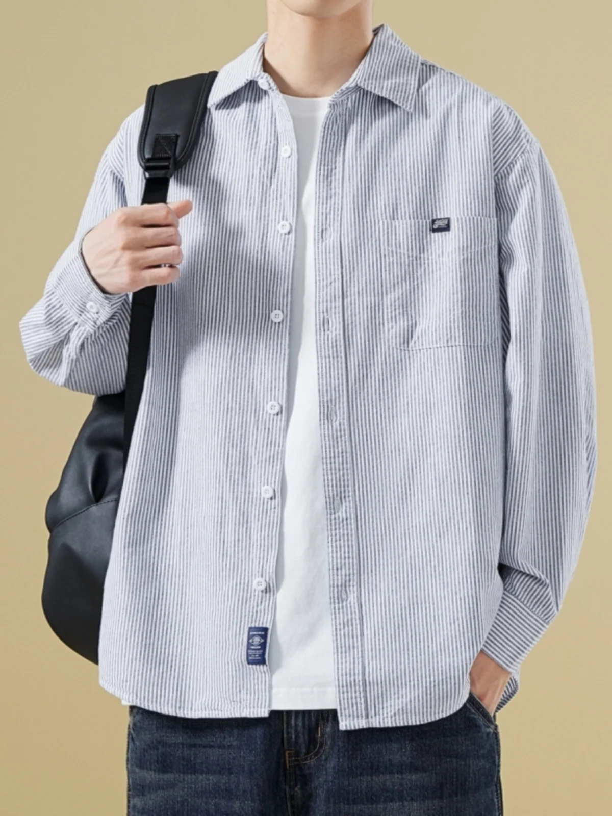 

Мужская повседневная куртка в сине-белую полоску, новая модель 2025 года, осенняя, с эффектом высокого класса, в стиле Гонконг, повседневное пальто Haome