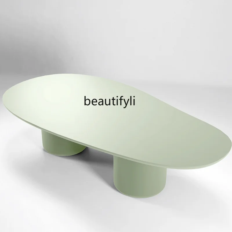 Modern Minimalist Italian Cream Style Dining Table Special-Shaped Designer Dining Table round Table Nordic Desk